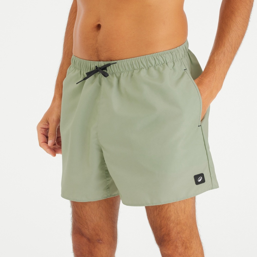Decathlon Men's Swim Shorts Olive Green Elastic Waist Drawstring Pockets Size XL